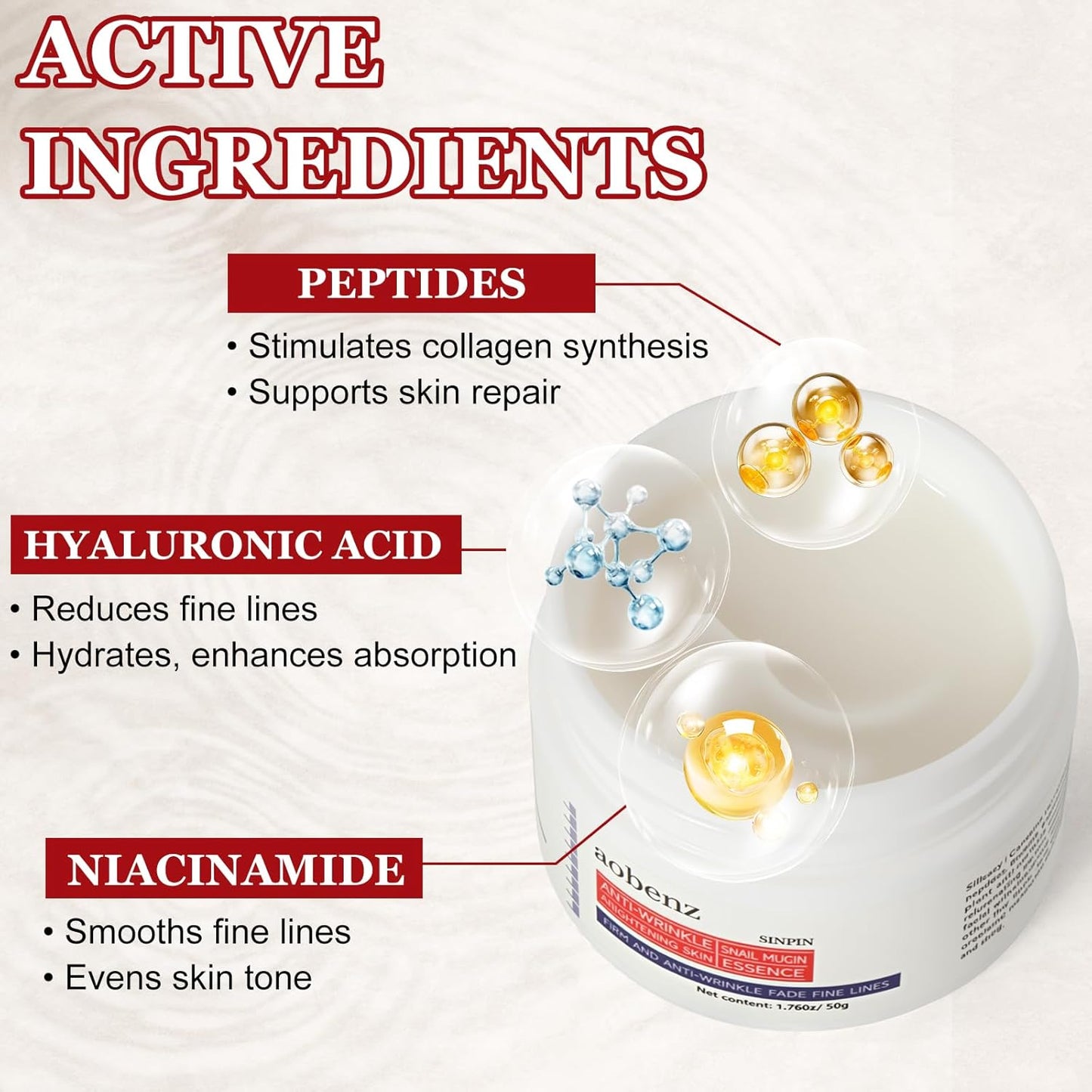 SINPIN anti Aging Moisturizer Face Cream for Women & Men - Night Cream for Face & Neck | All Skin Types | Niacinamide + Hyaluronic Acid | Firming, Tightening, anti Wrinkle, 1.76FL (1PCS)