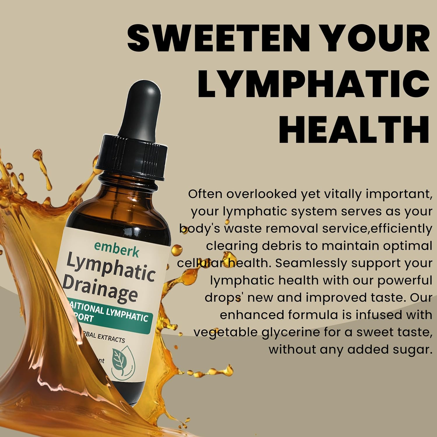 Lymphatic Drainage Drops, 2000mg Herbal Blend with Elderberry & Echinacea Dandelion,– Supports Lymphatic Drainage, Immune System & Detox 2 fl oz (1pcs)