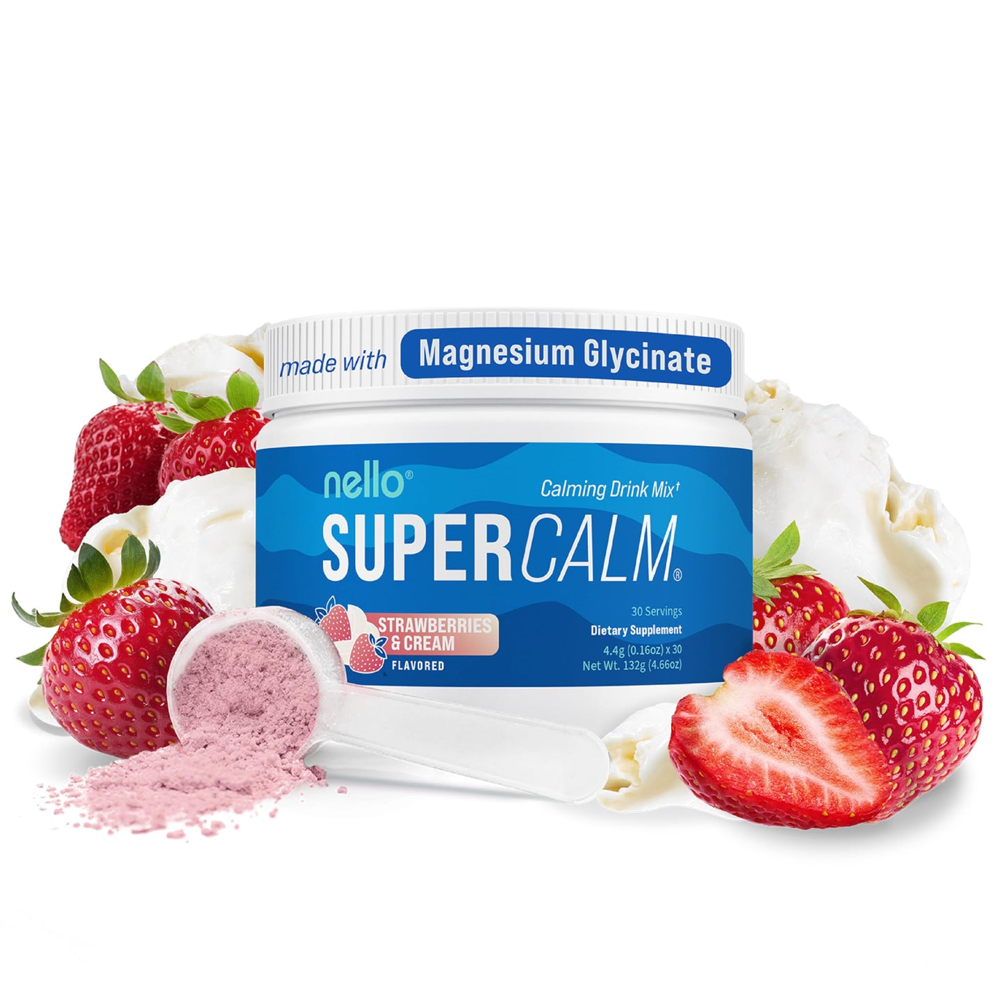 Supercalm Powdered Drink Mix, Raspberry Lemonade, L Theanine, Ksm-66 Ashwagandha, Magnesium Glycinate, Vitamin D 3, Supplements for Relaxation & Focus, No Sugar, Non GMO, On The Go, 20 Ct