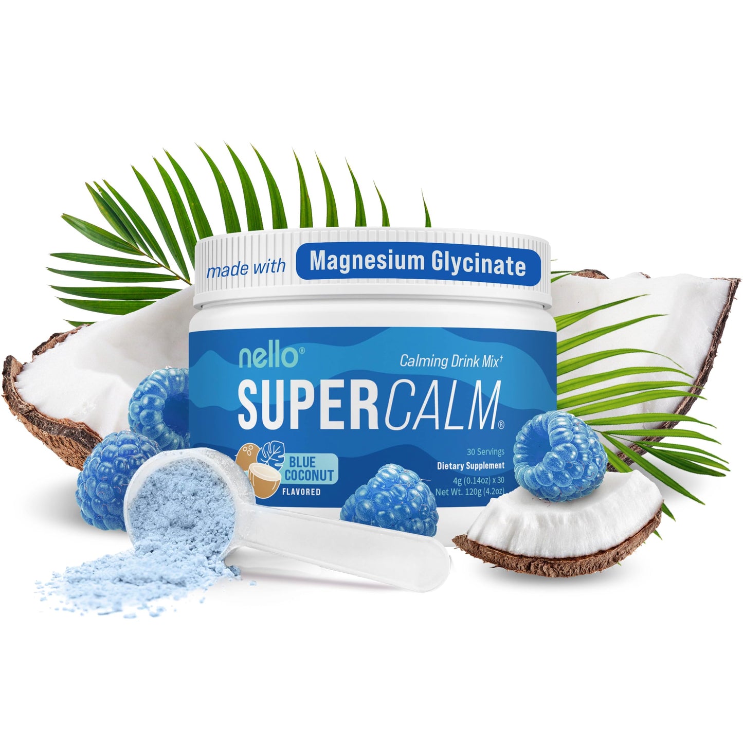 Supercalm Powdered Drink Mix, Raspberry Lemonade, L Theanine, Ksm-66 Ashwagandha, Magnesium Glycinate, Vitamin D 3, Supplements for Relaxation & Focus, No Sugar, Non GMO, On The Go, 20 Ct