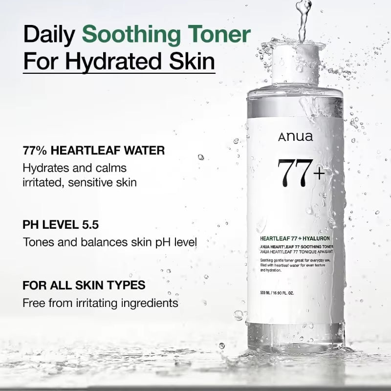 Anua Heart Leaf 77% Houttuynia Cornus Toner Close the Mouth Acne Removal Sensitive Hydrating Moisturizing 250Ml