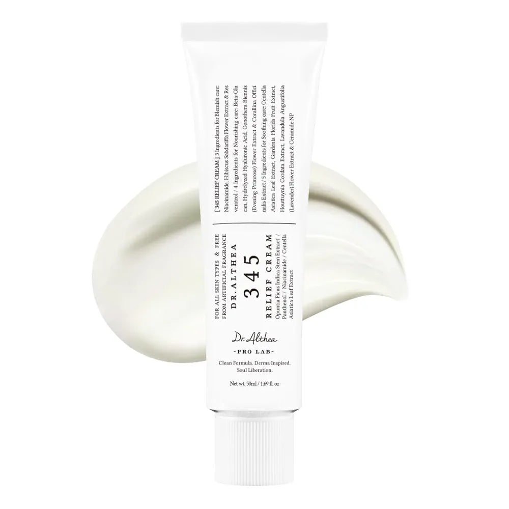 Dr.Althea 345 Relief Cream, Daily Face Moisturizer, Blemish Relief Care, Soothing Recovery & Moisture, Korean Vegan Skin Care for All Skin Types, 1.69 Fl Oz 