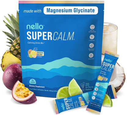 Supercalm Powdered Drink Mix, Raspberry Lemonade, L Theanine, Ksm-66 Ashwagandha, Magnesium Glycinate, Vitamin D 3, Supplements for Relaxation & Focus, No Sugar, Non GMO, On The Go, 20 Ct