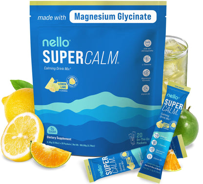 Supercalm Powdered Drink Mix, Raspberry Lemonade, L Theanine, Ksm-66 Ashwagandha, Magnesium Glycinate, Vitamin D 3, Supplements for Relaxation & Focus, No Sugar, Non GMO, On The Go, 20 Ct