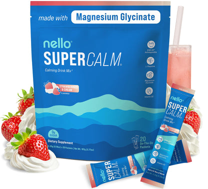 Supercalm Powdered Drink Mix, Raspberry Lemonade, L Theanine, Ksm-66 Ashwagandha, Magnesium Glycinate, Vitamin D 3, Supplements for Relaxation & Focus, No Sugar, Non GMO, On The Go, 20 Ct