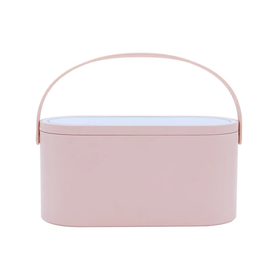 Makeup Organizer Box with LED Light Mirror Portable Travel Makeup Cosmetics Organizer Touch Light Storage Makeup Case